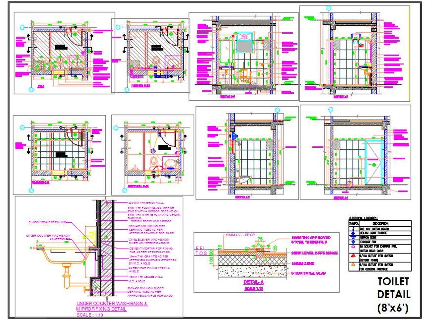 Toilet Design CAD with Full Working Drawing Details